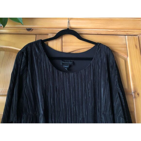 Vintage Connected Woman Black Ruffled Pleated Dress SZ 22W - Picture 6 of 13